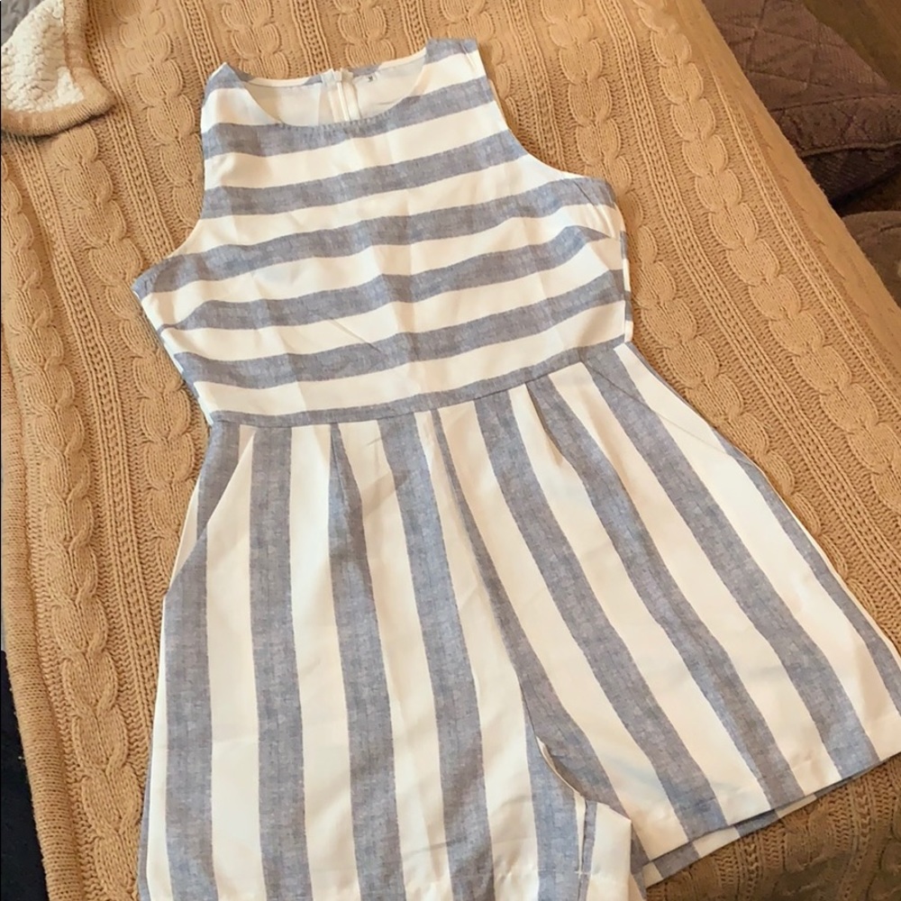 Grey and white romper